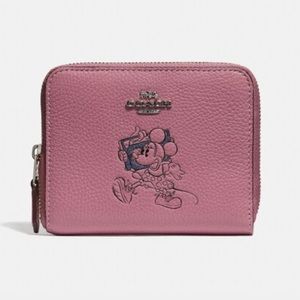 COACH Boxed Minnie Mouse Small Zip Around Wallet With Motif